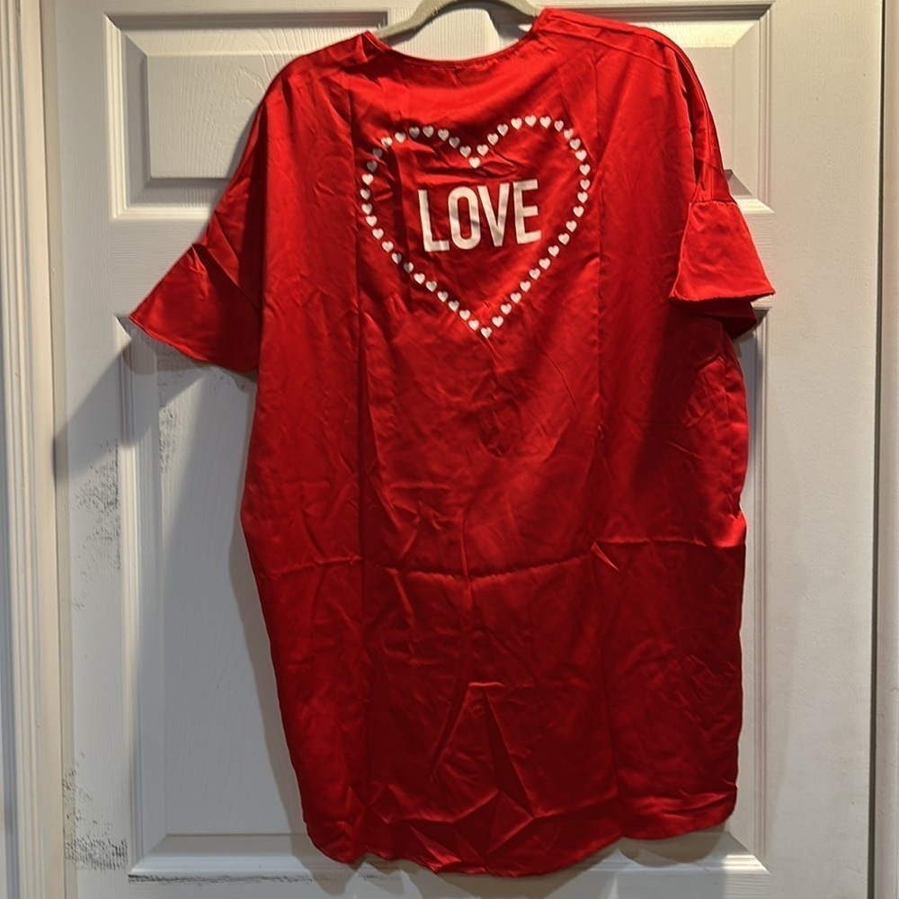 NWT! Victoria’s Secret Red Satin Love Valentine’s Day Tie Front Ruffle Robe O/S